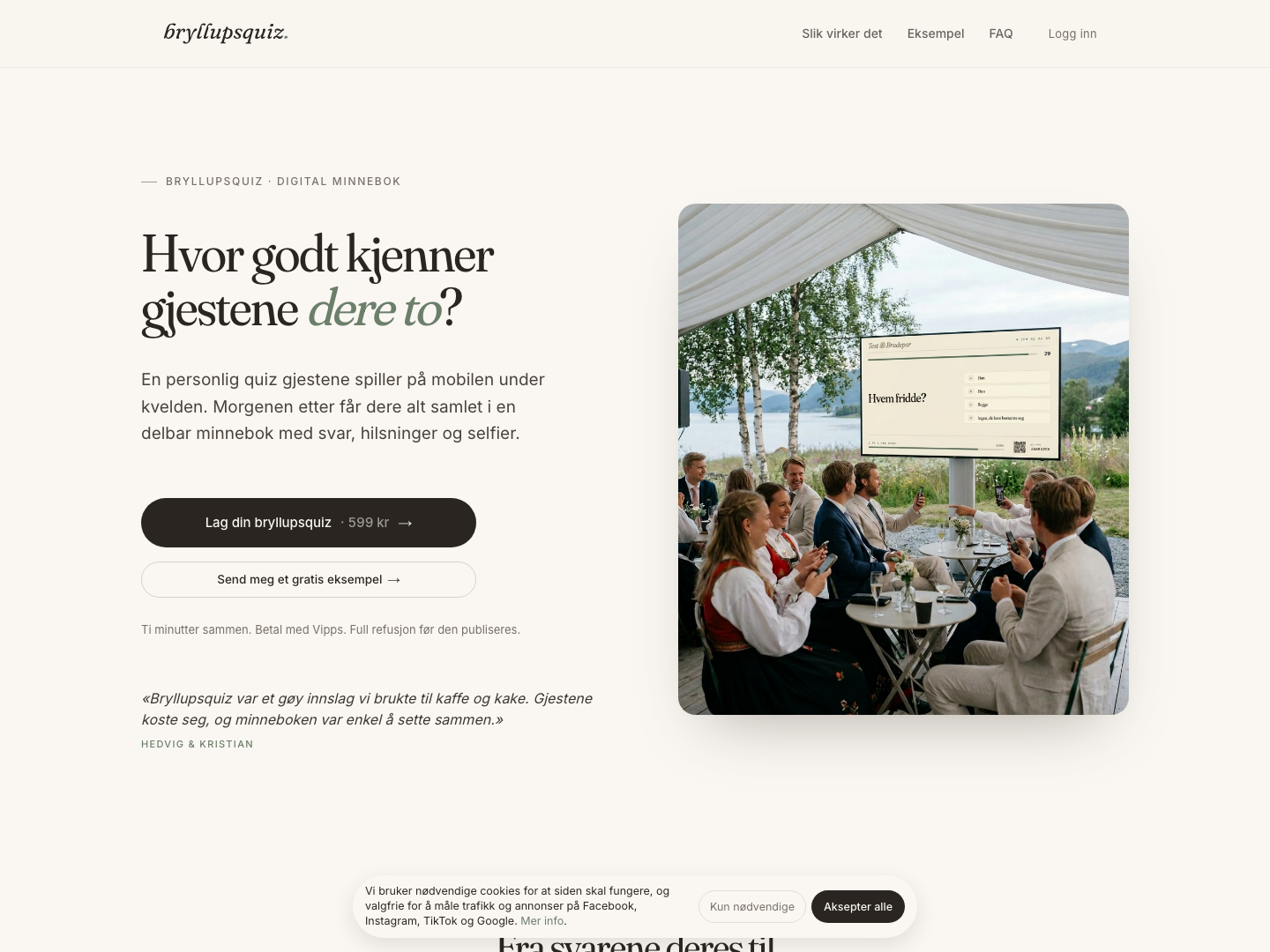 Bryllupsquiz screenshot